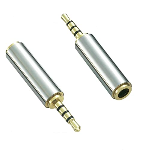 Josi Minea x 5 Pcs 2.5mm Male to 3.5mm Female Audio Adapter Converter Headphone Earphone Headset 3 Ring Jack - Stereo or Mono [ 5 Pack ]