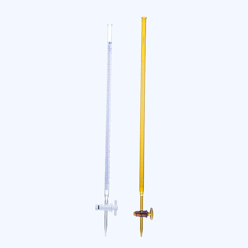 Instrumento de vidrio bureta, Bureta de vidrio borosilicato clase A con llave paso PTFE Multicolor 5-100 ml 1 pieza(Blue-white PTFE 25ml)