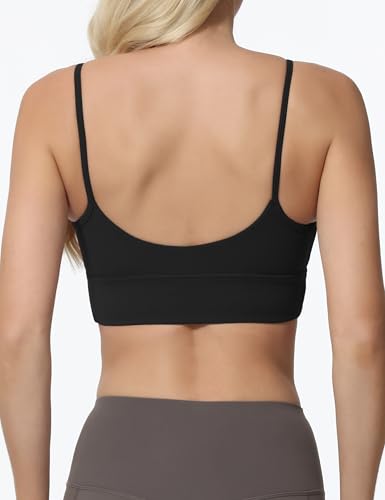 Image of Sports Bras for Women Spaghetti Strap Padded for Yoga Running Gym Workout, Wireless Scoop Neck Bras Crop Tank Top