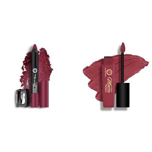 Image of Colors Queen Color It All Long Lasting Non-Transfer Lip Crayon Lipstick + Matte Perfect Long Lasting Liquid Matte Lipstick Combo (Dynamite Berry, Pomegranate Pink)