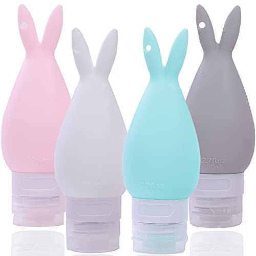 Maxracy Travel Bottles, 2.7 OZ Travel Containers Leak Proof Silicon Tubes Travel Containers for Toiletries, TSA Approved Travel Bottles for Shampoo Liquids 4 Pack