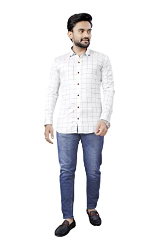 Image of Men's Casual Cotton Checks Shirt