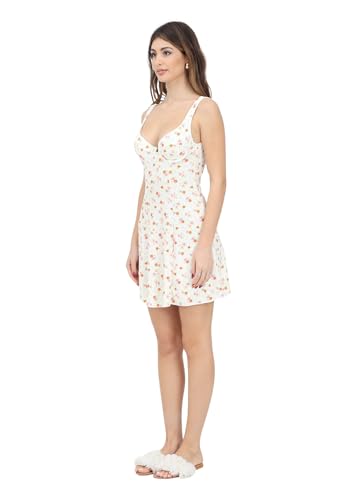 Robe courte blanche Me-Fui fleurie parfaite pour vos terrasses d'été en taille M