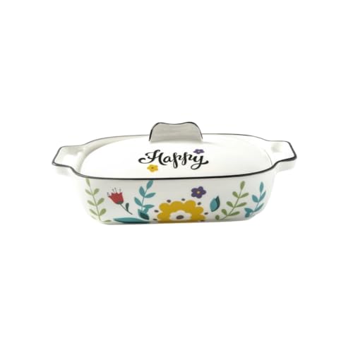 Hrzisda 電子レンジ調理器具、電子レンジ対応グリルパン、セラミック、蓋付き、蒸し器、魚焼きグリル、炊飯器、オーブン対応、ハンドル付き、食器洗い機対応、一人暮らしに最適、多機能、丸洗い可能、ギフト、家庭用、業務用 (E)