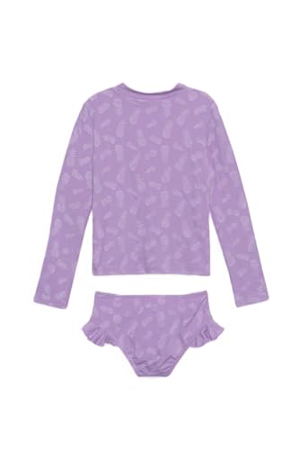 Image of Gottex Kids Toddler and Little Girls Pineapple Print Two Piece Rash Guard Long Sleeve Swimsuit UV Sun Protection Bathing Suit