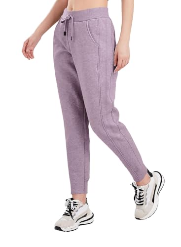 utcoco Women's Athletic Fit Thicked Fuzzy Sherpa Lined Warm Drawstring Tapered Jogger Sweatpant2