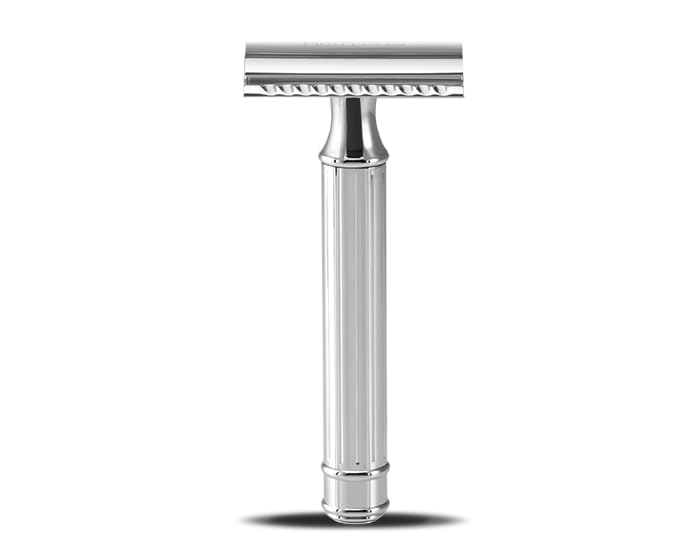 Bullfrog Rasoio Di Sicurezza, Doppio Filo Chiuso, Rifinito a Mano, Tradizionale, Classico, Pregiato, Metallo Cromato - Compatibile con le Classiche Lamette Usa e Getta - Made in Germany