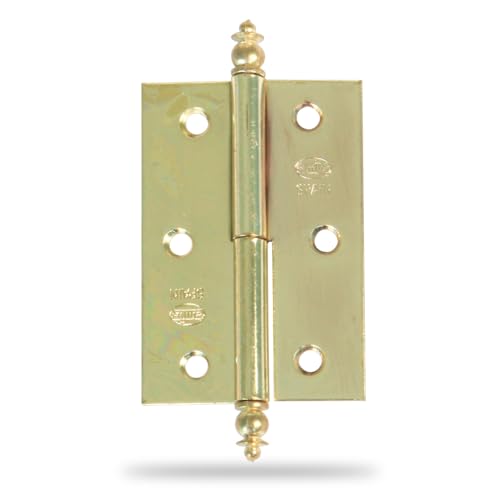 Amig - Pack de 2 Bisagras para muebles - Apertura mano Izquierda - Acero Latonado - 60 x 41 x 1,2 mm - Desmontable, Canto Cuadrado y Sin Remate