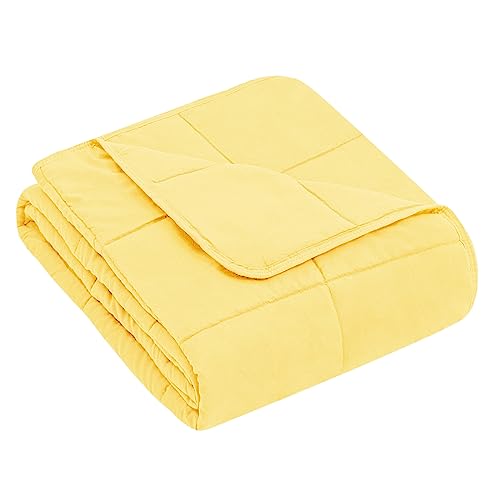 Image of yescool Weighted Blanket (7 lbs, 41 inch x 60 inch, Yellow) Cooling Heavy Blanket, Perfect for 60-90 lbs, Breathable Throw Blanket Gifts with Premium Glass Bead, Machine Washable