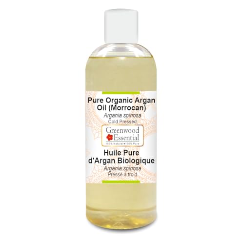 Image of Greenwood Essential Pure Organic Argan Oil (Argania spinosa) | Cold Pressed | Natural | Undiluted | For Diluting Essential Oils | For Hair, Skin & Massage | Men & Women | 200ml