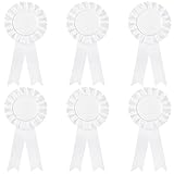 6 Pieces Blank Award Ribbon, 1st Place Rosette Ribbon Prize Ribbon Winner Victory Ribbons Deluxe Recognition Ribbons for Competition, Sports Event, School, Contests (White)