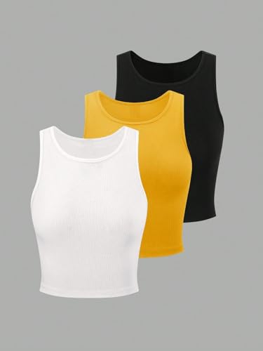Image of Toochki Tops for Women Crop Top for Women's Tank Activewear Tee Sports Western Casual Cotton Camisole Pack of 3 Combo