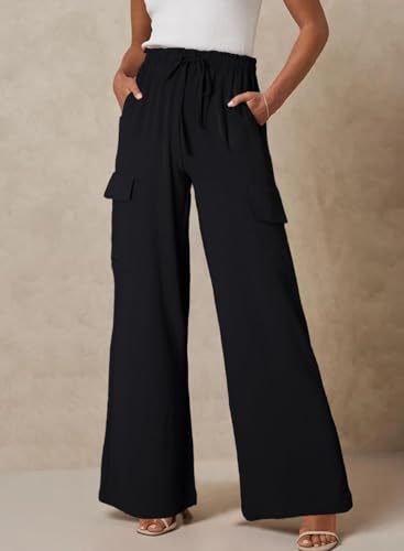 EVALESS Women Palazzo Pants Summer Casual Wide Leg High Waist Lounge Flowy Beach Trousers Travel Vacation Outfits2