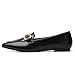 Tilocow Metal Chain Loafers Flats for Women Pointed Toe Slip on Flats Comfortable Fashion Work Business Shoes Pu Black