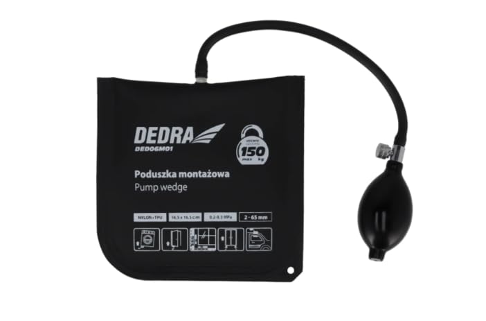DEDRA Montagekissen DED06M01, 16,5 x 16,5 cm, Tragkraft 150 kg, ideal für Montage, manuelle Pumpe, von Nylon und TPU, Hubbereich von 2–65 mm, praktisches Hilfsmittel beim Einbau