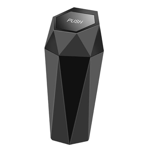 Image of Car Trash Can with Lid, Diamond Design, mini Trash can,Portable and Easy to Clean for Car, Home, and Office (Black)