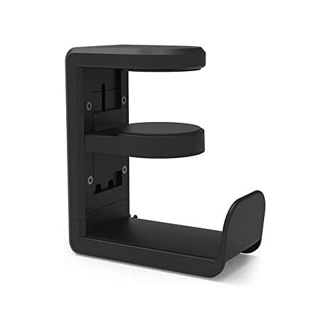 MiiKARE Adjustable Headphone Stand Desk Table Holder Hanger PC Gaming Headset Mount Earphone Hook Rotating Clamp Cable Clip Organizer Display Stand for All Headphones Black Cover