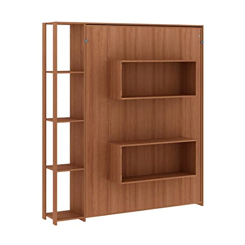 Cama De Casal Articulável Multifuncional Vertical com Nichos Cor: Amêndoa