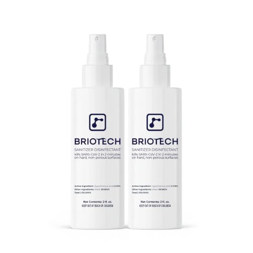 BRIOTECH Sanitizer Disinfectant, Hypochlorous Acid, Travel, 2 oz, 2-Pack