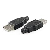 E-outstanding USB 2.0 Connector 10PCS USB 2.0 A Type Male 4-Pin Plugs with Black Plastic Cover DIY Socket