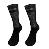QQNYTHF Sportswear Bike Summer Team Aero Cycling Socks Silica Gel Non-Slip Breathable Pro Racing Sports Men Women Calcetines Ci, C-black