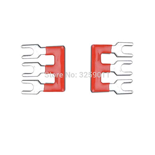 Gimax 50PCS TB2503 3 Positions 25A Wire Connector Pre Insulated Fork Type Barrier Spades Terminal Strip Jumper Block red - (Color: Red)