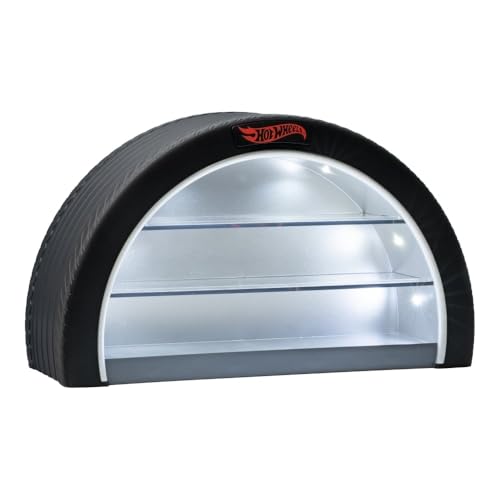 Hot Wheels Vitrine Light – Offiziell lizenziertes Mattel Merchandise, beleuchteter Koffer für 8 Autos, Radförmige Wand Moutable oder freistehend, Geschenk für Sammler Hot Wheels Vitrine Light – Offiziell lizenziertes Mattel Merchandise, beleuchteter Koffer für 8 Autos, Radförmige Wand Moutable oder freistehend, Geschenk für Sammler