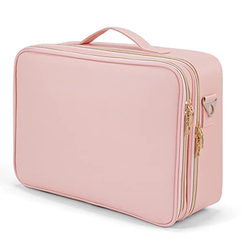 Neceser de Maquillaje Profesional Bolsa de Maquillaje Grande Mujer Organizador de Maquillaje Mujer Maletin Maquillaje, Rosa