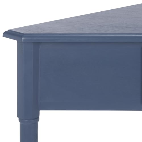 Image of SAFAVIEH Furniture - Gomez 1-Drawer Corner Table - Blue - Solid Wood - Classic Corner Storage Design - Ideal for Entryway, Living Room, Home Office, 33.1 inch W x 17.3 inch D x 28 inch H (AMH5709H)