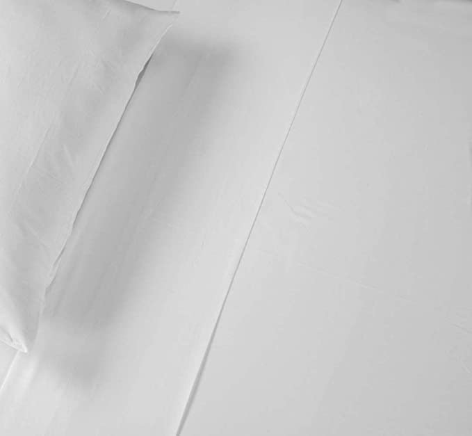 Luxurious 100% Fine Egyptian Cotton 400 Thread Count Flat Bed Sheet by Luxury Large Plain Soft Faux Fur Mink Blanket Bed Sofa Throw by CosyWinksยฎ Double Size, White