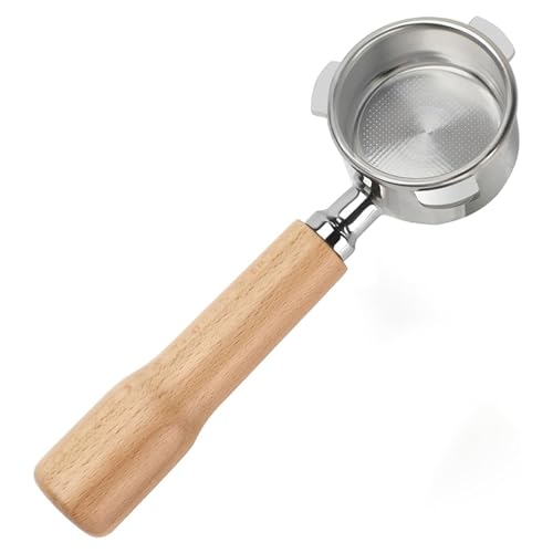 Shntig Modificación única de la máquina de café con Cesta de Filtro de Natural, portafiltro sin Fondo para portafiltro con de Madera