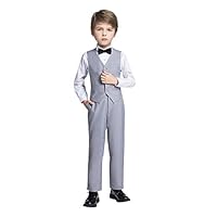 Conjunto de terno infantil Fersumm para meninos com calça e camisa, Light Gray(bowtie), 12
