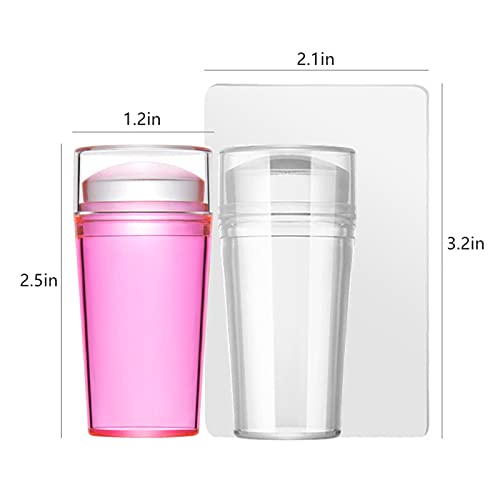 Dhyxzca 2 Pcs Jelly Nail Stamper Kit 5 Pcs Clear Silicone Nails Art Stamper Heads 2 Pcs Scrapers French Tip Nail Stamp Diy Print Stamping Tools (Pink + Clear) #TOP1