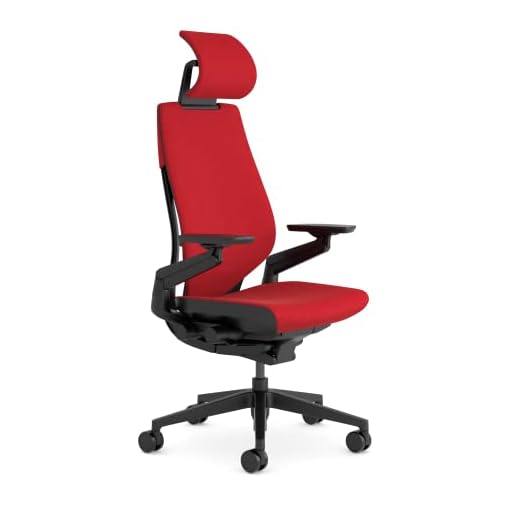 Steelcase Gesture Ergonomischer Bürostuhl mit 360° Armlehnen, 3D-Live Back Lumbalstütze, anpassbarer Kopfstütze Rot