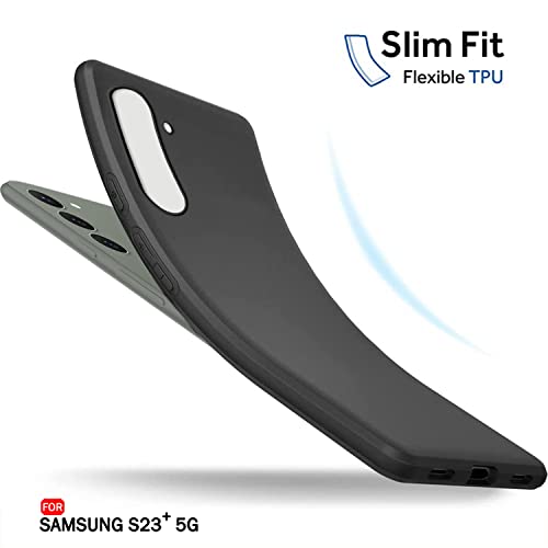 Image of TheGiftKart Sleek Back Cover Case for Samsung Galaxy S23 Plus 5G | Slim Fit Protective Design | Ultra Matte Finish | Camera Protection Bump | Soft Silicon Back Cover for Samsung S23 Plus 5G (Black)