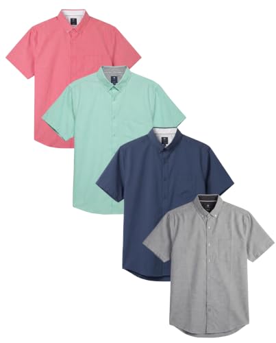 Image of Visive Mens Shirts Multi Packs Short Sleeve Button Down Dress Shirts Solid Color Big and Tall