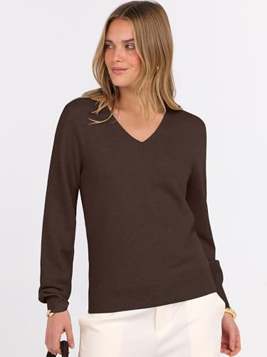 Image of ANRABESS Women's Long Sleeve V Neck Basic Sweaters | Classic Pullover Tops,Soft Loose,Business Casual Work,Travel Vacation,All Day Wear,Fall Spring Outfits,Winter Layer Clothing