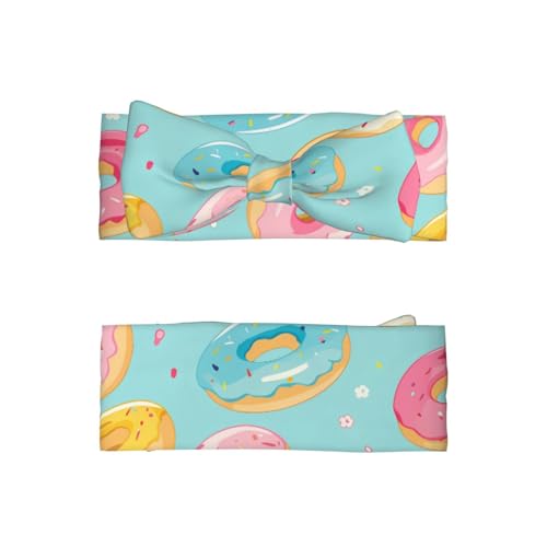 donut Prints Baby Bow Headband - Super Stretchy Soft Bows Hair Accessories for Newborn Infant Toddlers Kids Girls - Elastic and Skin-Friendly2