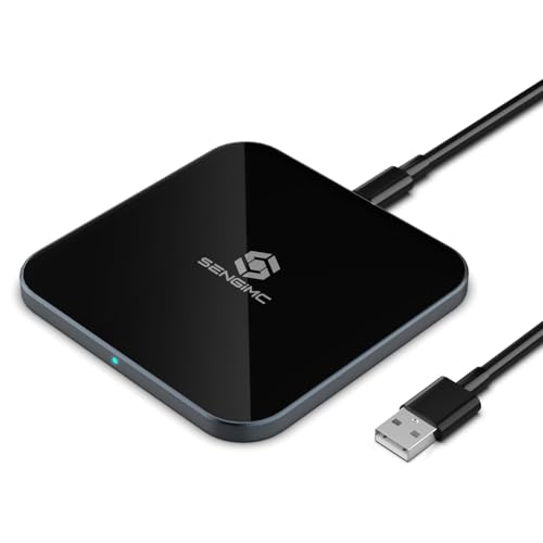 SENGiMC 15W Fast Wireless Charger Pad, Ultra Slim 2-in-1 Wireless Charger, for iPhone & AirPods, Works with iPhone 16/15/14/13/12 & Samsung Galaxy S21/S20, Compact Design, Portable Charger
