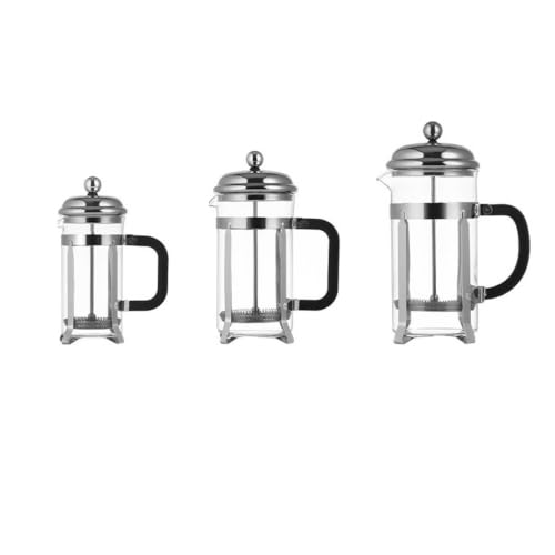 Cafetera émbolo de vidrio borosilicato y acero inoxidable con espumador de leche alta resistencia 2