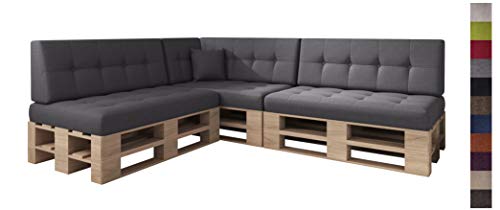 Preisvergleich Produktbild sunnypillow Palettenkissen Kaltschaum Palettenauflage Palettenpolster Palettensofa Sitzkissen Rückenlehne gesteppt 8er Set Grey