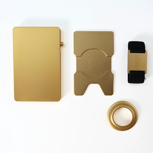 Pop-Up Wallet Expansion Pack – Airtag Clip, Cash Strap & Aluminum Card Plate for Extra Cards & Organized Bills (Gold)2