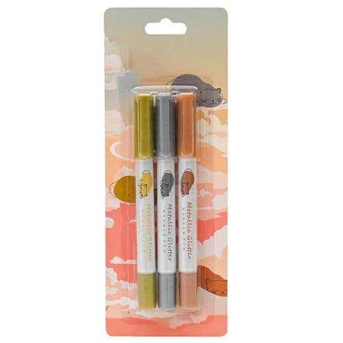 Gissroys 3 rotuladores metálicos de doble cabeza de secado rápido para hacer tarjetas, bolígrafos de pintura metálica para pintar sobre piedra, metal y madera