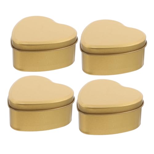 MINAOLULUS 4個 心形マーク付き食品用缶製 ディ収納ボックス 結婚式 用多機能製トリートケース 衛生的で持ち運び便利