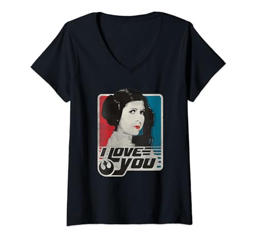 T-shirt Star Wars Princess Leia col V en coton doux fini les imprimés rigides