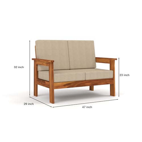 Image of Sheesham Wooden 4 Seater Sofa for Living Room | Solid Wood Sofa | Rosewood Sofa Set for Home & Office | Lounge (Honey, 4 Seater)