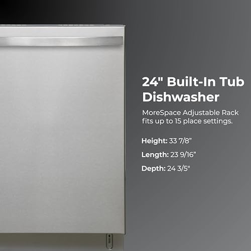 Kenmore 24" Built-In Dishwasher - Quiet Tub with TurboDry, Leak, & SmartWash Soil Detection - 15 Place Settings - 49 DBA - ENERGY STAR Certified - Fingerprint Resistant Stainless Steel