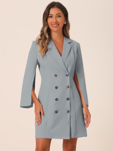 Image of Allegra K Blazer Dress for Women Notched Lapel Work Dresses with Belt | Slit Sleeve, Double Breasted, Mini Length, Business Casual, Office, Professional, Formal, Interview