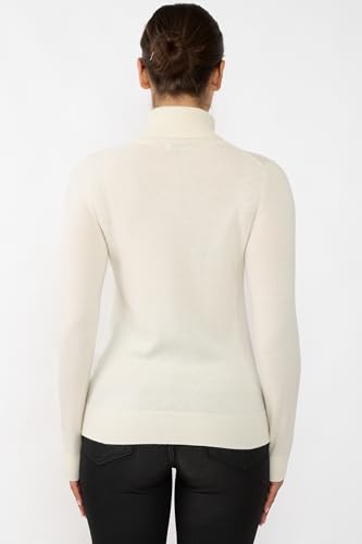 Image of JENNIE LIU Women's 100% Pure Cashmere Long Sleeve Pullover Turtleneck Sweater