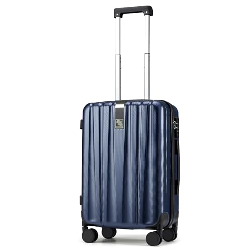 Image of Hanke 20 Inch Carry On Luggage 22x14x9 Airline Approved Lightweight PC Hard Shell Suitcases with Wheels Travel Luggage Rolling Suitcase Travel Luggage Bag for Weekender(Dark Blue)